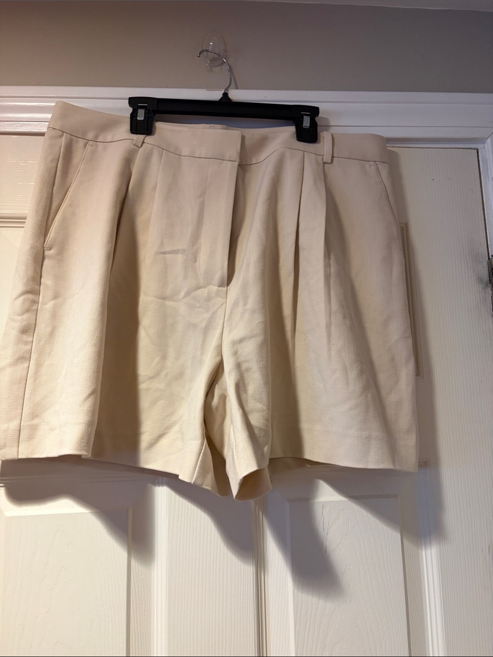 Nordstrom Womens High-Waist Pleated Shorts in Cream 14